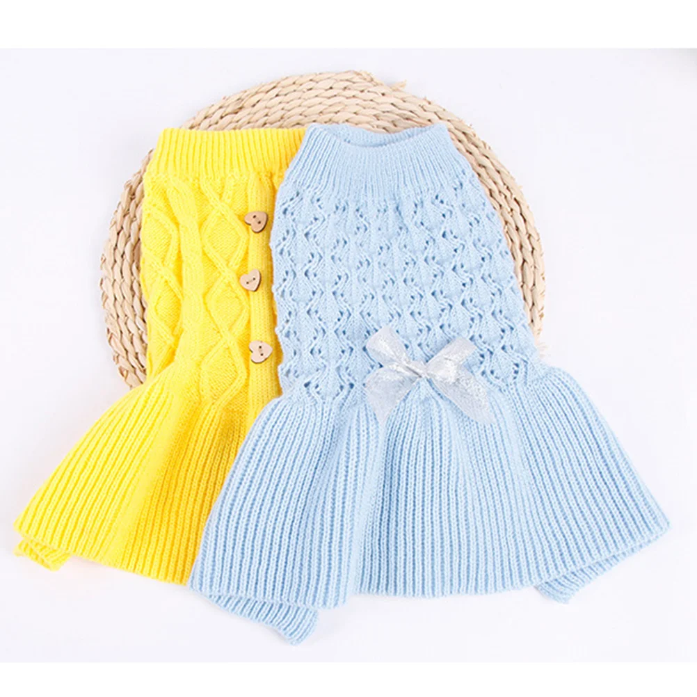 

Pet Clothes Spring Sweater Dresses for Puppies Puppy Dog Yellow Outfit Small Cat Clothing