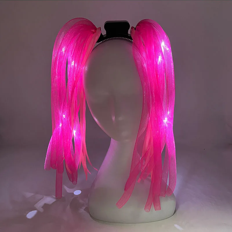 Disco Leuchtende Blinkende Nudel-Haarbänder Leuchtendes Zopf-Haarband für Frauen Bar Club Nachtshow Kopfschmuck Zubehör – Detail 6