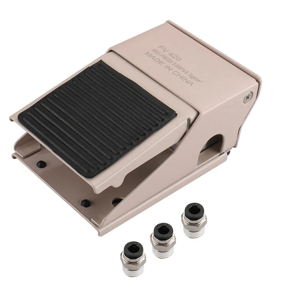 1/4 PT Pneumatic Foot Pedal Valve FV-420 4 Way 2 Position Threaded Rubber Foot Operated Valve Thread Anti Slip Foot Pedal Valve