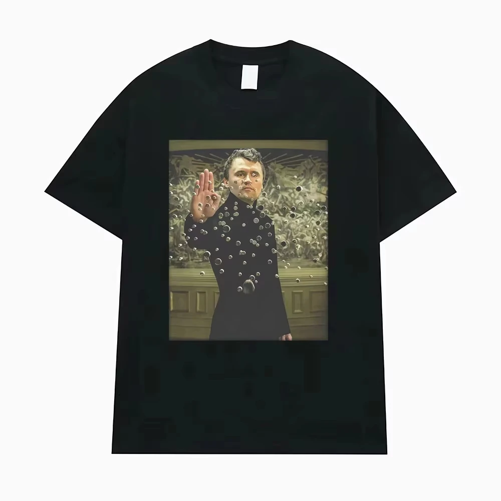 Charlie Kirk's new Matrix meme-filled fun graphic T-shirt, retro 90s style T-shirt, streetwear shirt for all seasons.