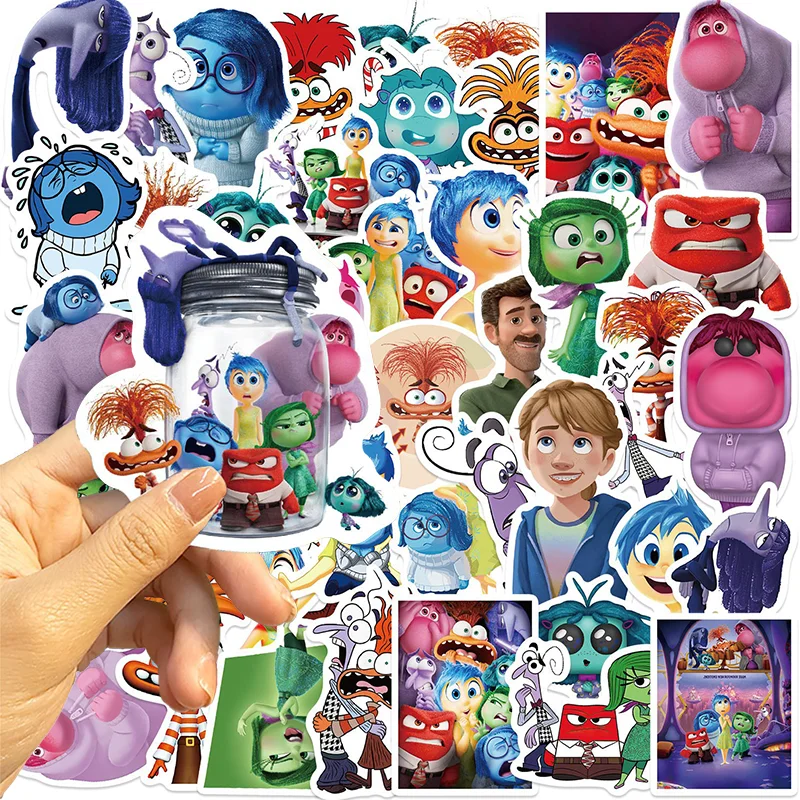 50pcs Disney Cartoon Movie Inside Out 2 Stickers Toys for Laptop Luggage Waterproof Skateboard Waterproof Graffiti Sticker Gifts