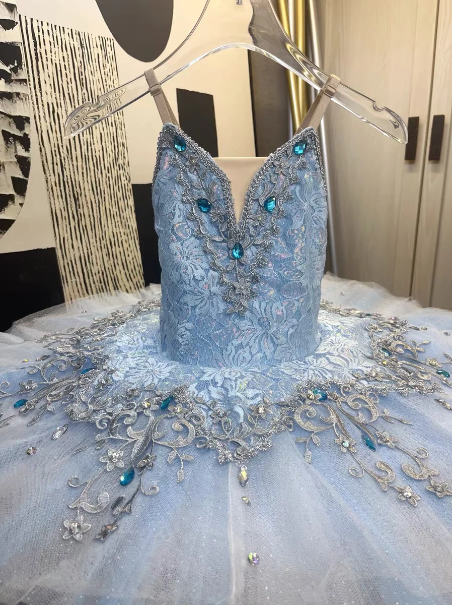 Ballet tutu blue bird silver fairy variation tutu skirt adult children's performance costume performance skirt