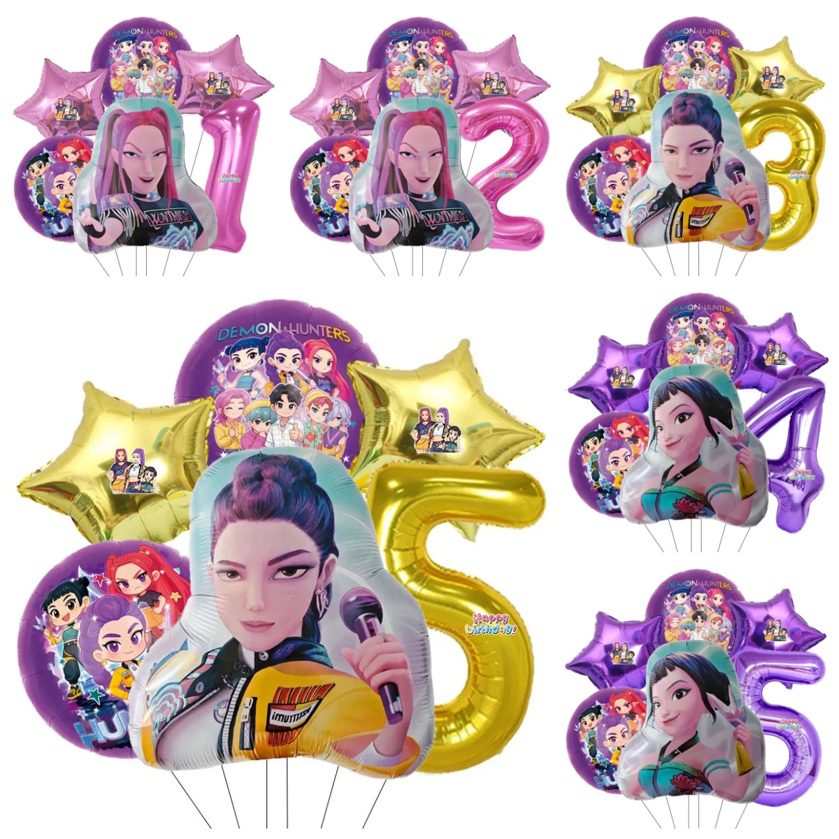 6pcs Music Girl Hunters Children Birthday Party Decoration Ball Number Digit 0-9 Balloon Set Baby Shower Party Supplies Gift Toy