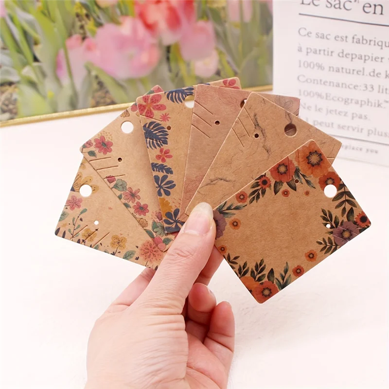 

A83F-Kraft Pendant Display Tag Card Kraft Pendant Display Tag Card Earring Packing Holder Cards Necklace & Earring Display Cards
