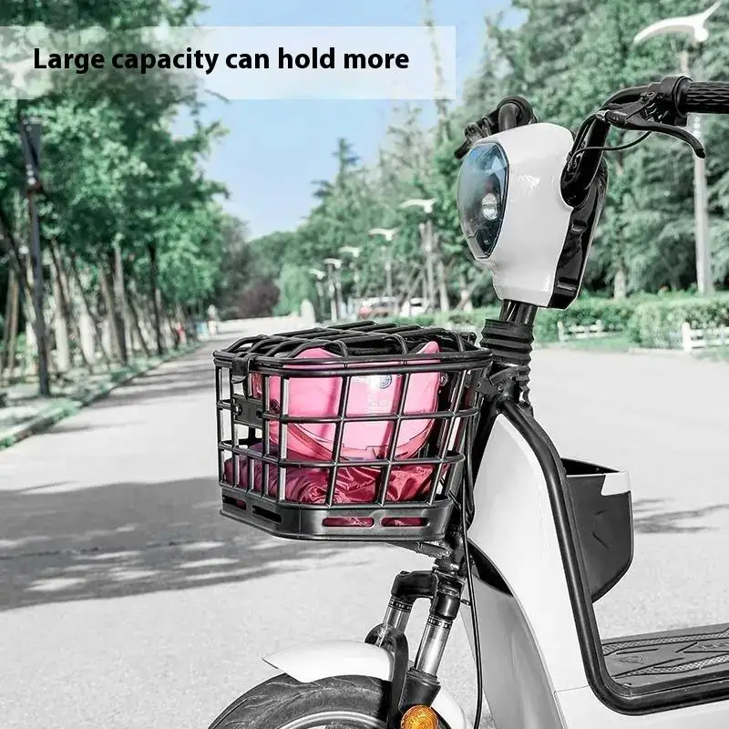 

Automobile Parts1 Set For Electric Bike Large Capacity Anti Extrusion Bike Front Basket Black PC Detachable Bike Basket With Lid
