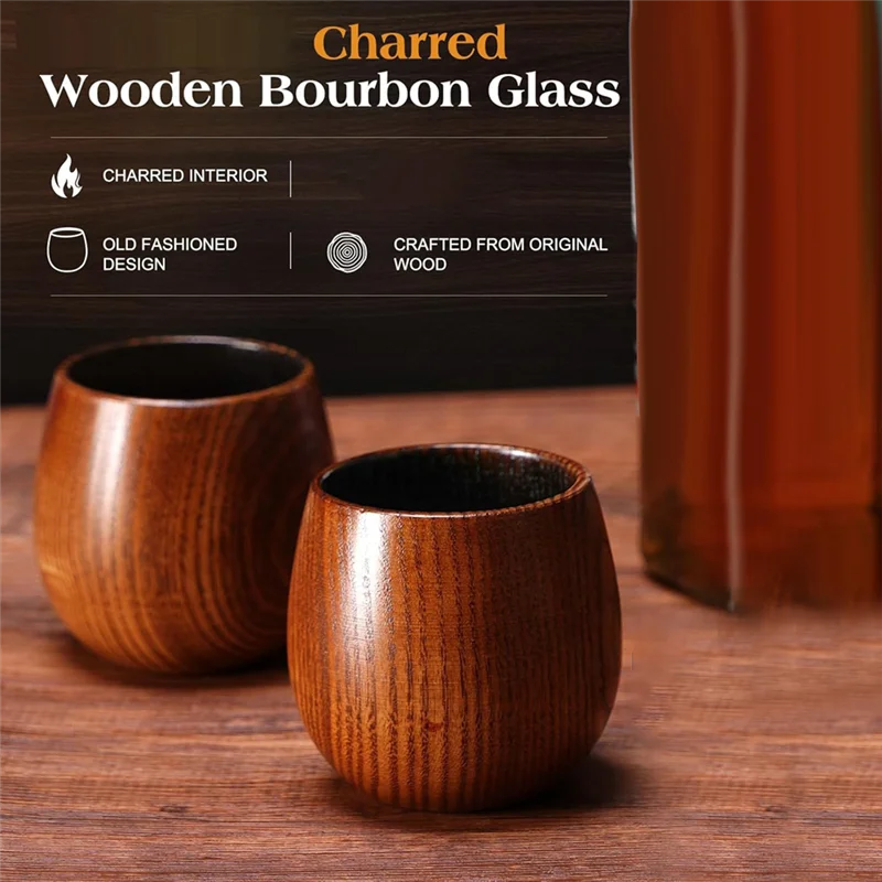 AAAN-2Pack Whiskey Enhancing Wooden Tumbler Wooden Old Fashioned Tumblers For Men, Whiskey Tumbler, Glasses For Men, Boston Love