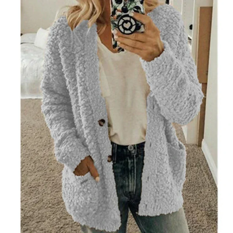 

Women Long Sleeve Cardigan Casual Solid Pocket Coat Autumn Cardigans Tops Loose Coats