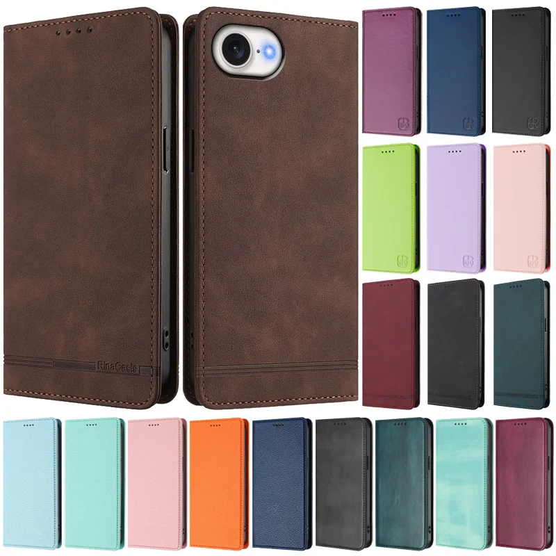 Funda de Cuero Magnética para iPhone 17E, Carcasa para iPhone 17E, Apple 17E 16E, Funda de Lujo con Tapa y Soporte, Carcasa Protectora