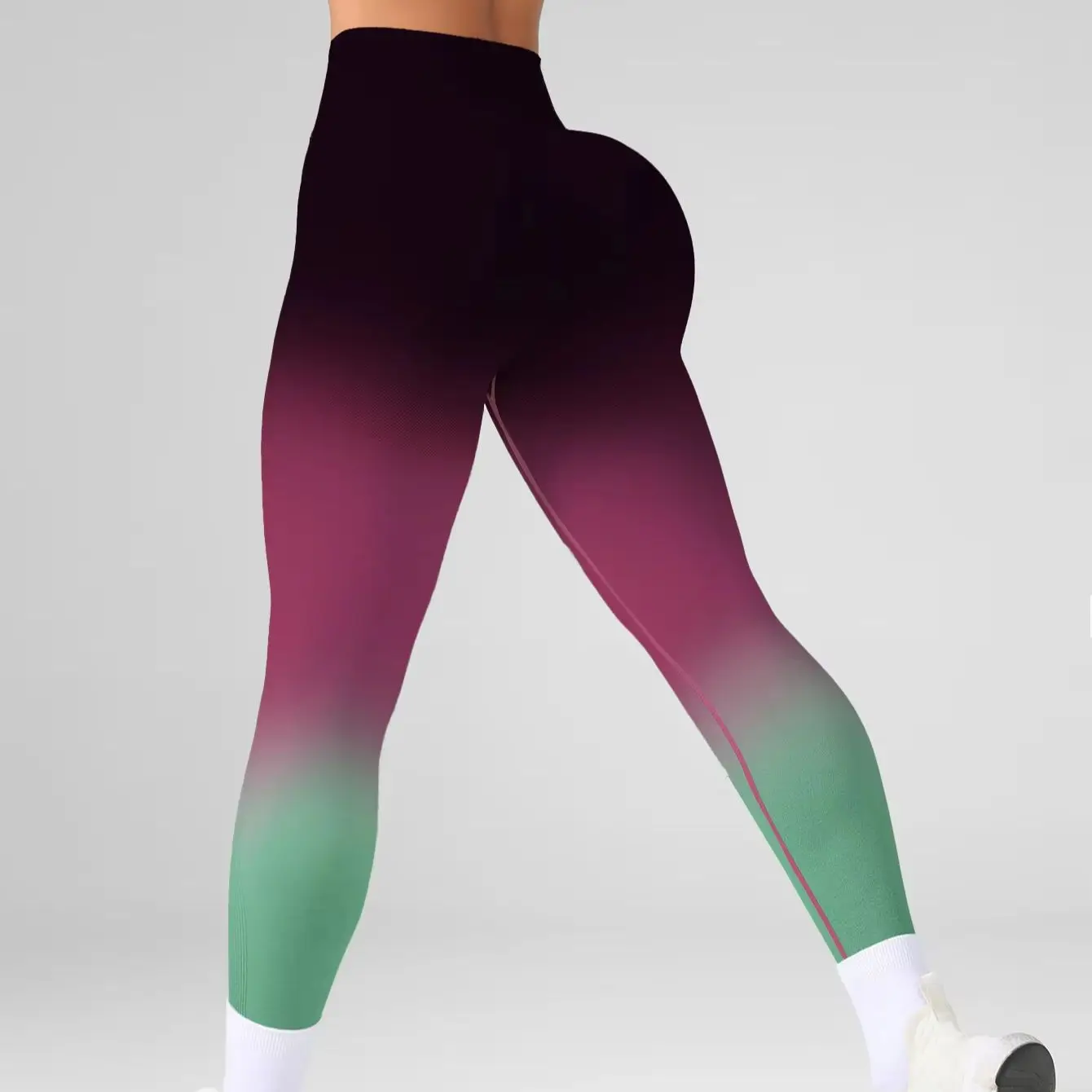 

Women Gradient Seamless Yoga Leggings High Waist Scrunch Butt Lift Gym Workout Pants Ribbed Sports Fitness Running Leggings