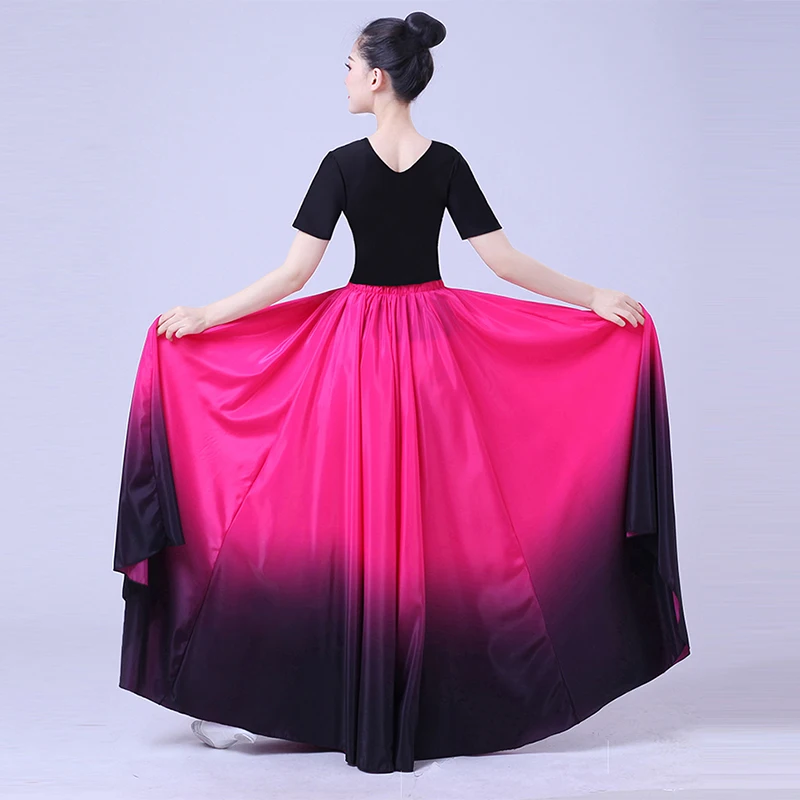 180/360/720 Degree Women Elegant Gradient Dance Skirts Classical Dance Performance Costume Big Swing Dance Practice Long Skirts