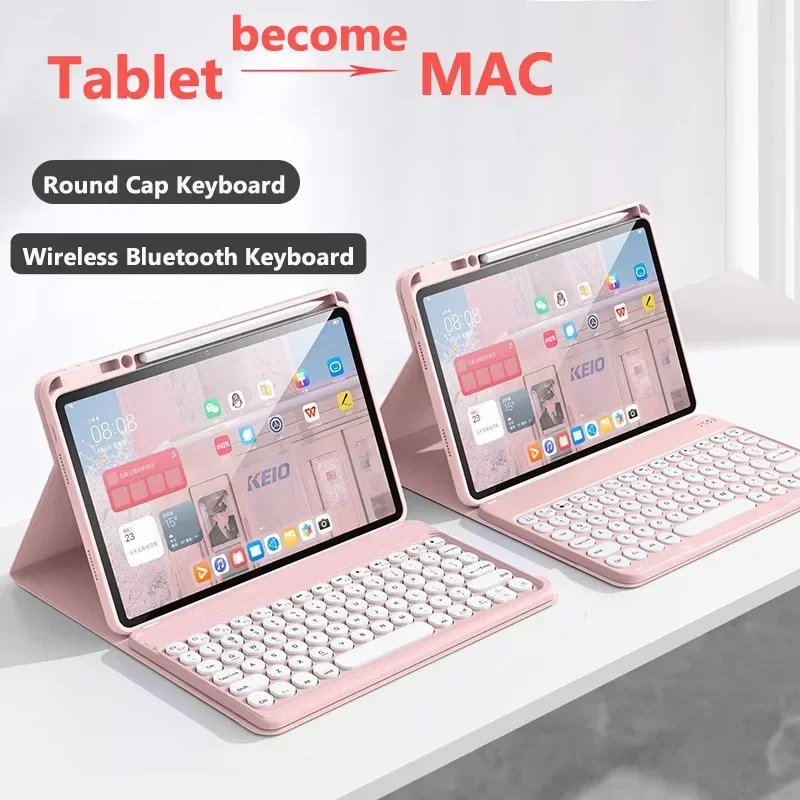 Round Keycap Case for Huawei MatePad SE 11 Inch 2024 Air 11.5 S 11 PaperMatte Pro 11 Inch 2021 2023 Bluetooth Keyboard Case