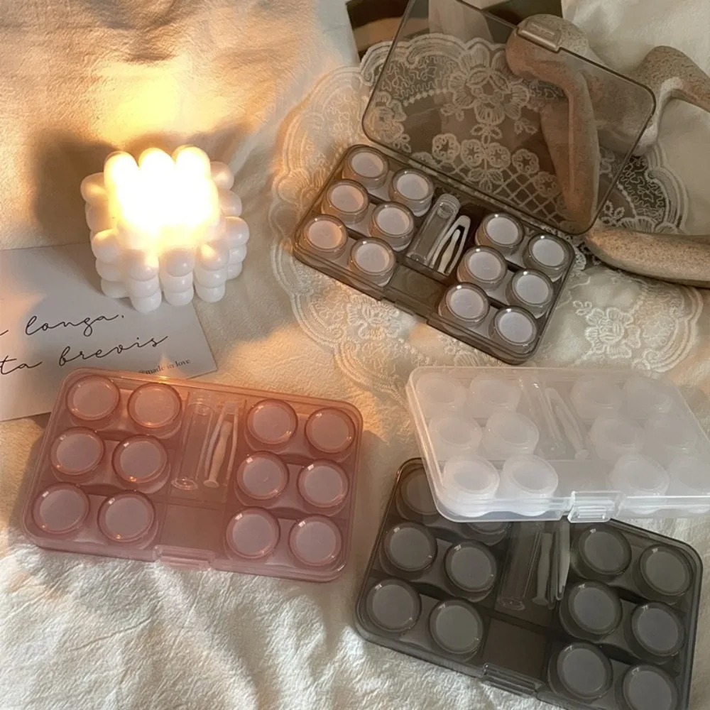 

6 Pairs/Set Large Capacity Contact Lens Case With Tweezer Stick Soak Container Travel Case Lenses Box Beauty Pupil