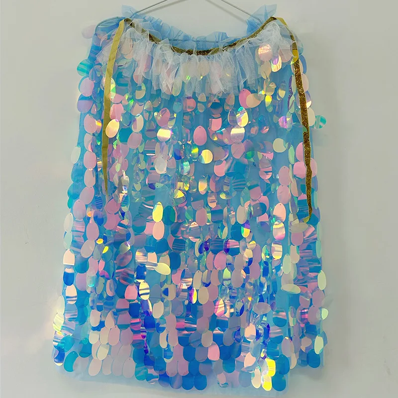 Halloween Mermaid Cosplay Costume Kids Girl Scale Cape Tutu Skirt Crown Stage Performance Party Show Dress up Suit 2025