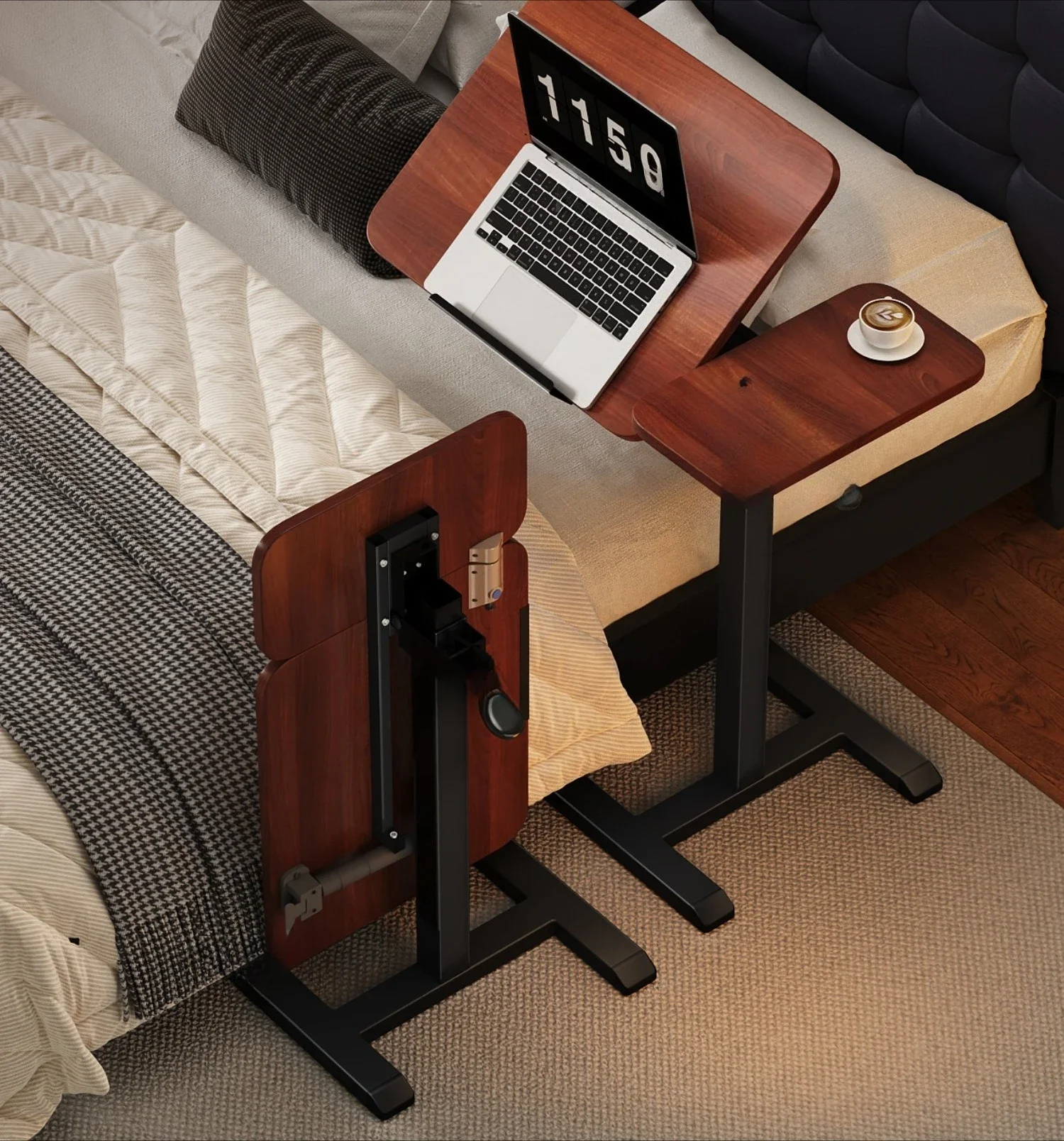 Bedside table liftable mobile foldable computer desk home living room pneumatic lifting