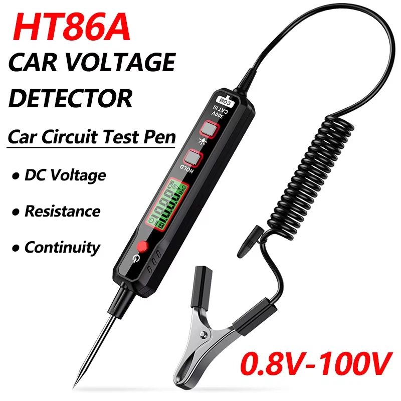 HT86A Car Voltage Detector Pen 100V Non-Contact Adjustable DC Voltage Backlight Tester Car Fault Maintenance Circuit Test Pen