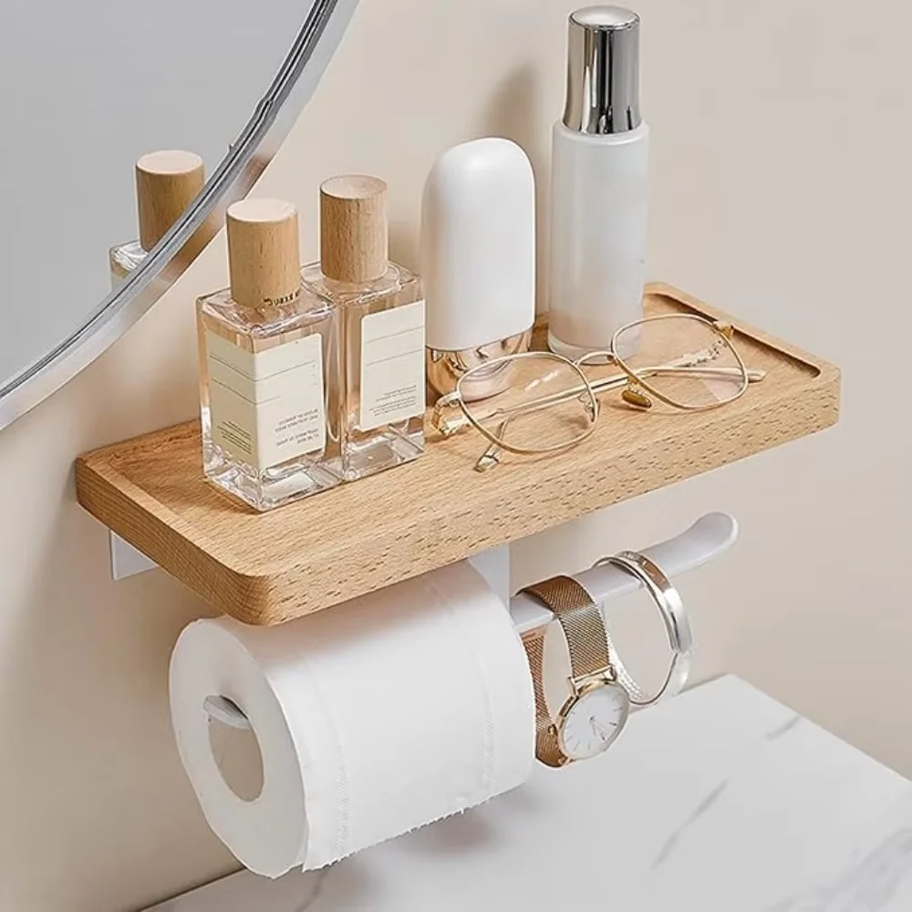 

Log Beech Toilet Roll Box Facial Tissue Paper Holder Toilet Roll Paper Solid Wood Frame Paper Towel Roll Paper Holder Phone Rack
