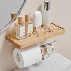 Log Beech Toilet Roll Box Facial Tissue Paper Holder Toilet Roll Paper Solid Wood Frame Paper Towel Roll Paper Holder Phone Rack