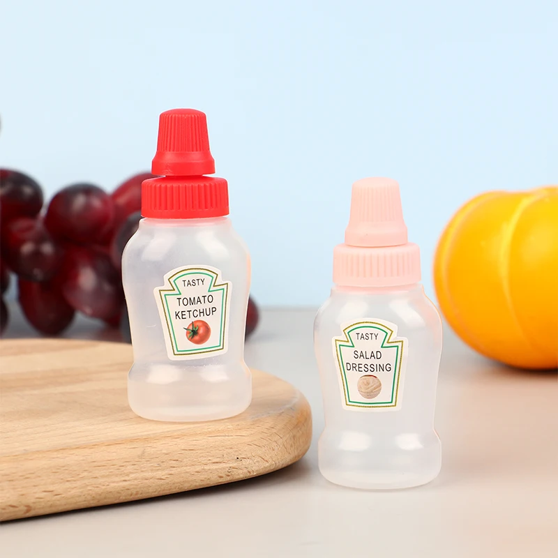 New! 4Pcs/set Mini Sauce Bottle Ketchup Honey Salad Containers Bottles Portable Sauce Jars Storage Lunch Box Dressing Dispensers