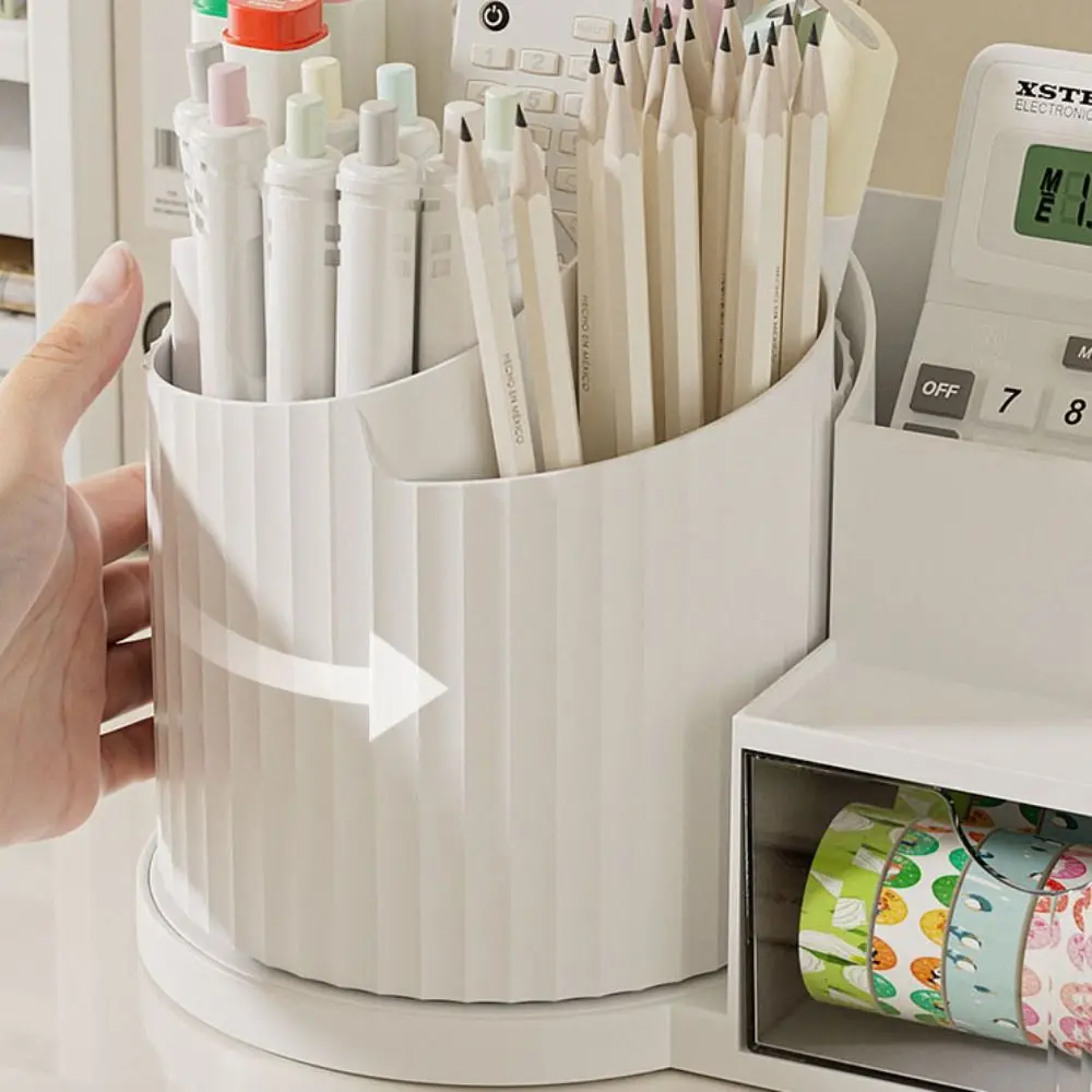 

Removable Rotating Pen Container Multi-function Classified Storage Stationery Organizer ABS Large Capacity Pen Holder Desk