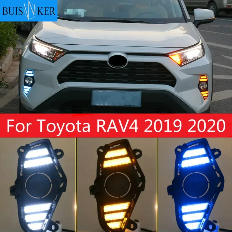 

1 Pair DRL LED Daytime Running Light Waterproof with flow Yellow Turn Signal Bumper For Toyota RAV4 2019 2020