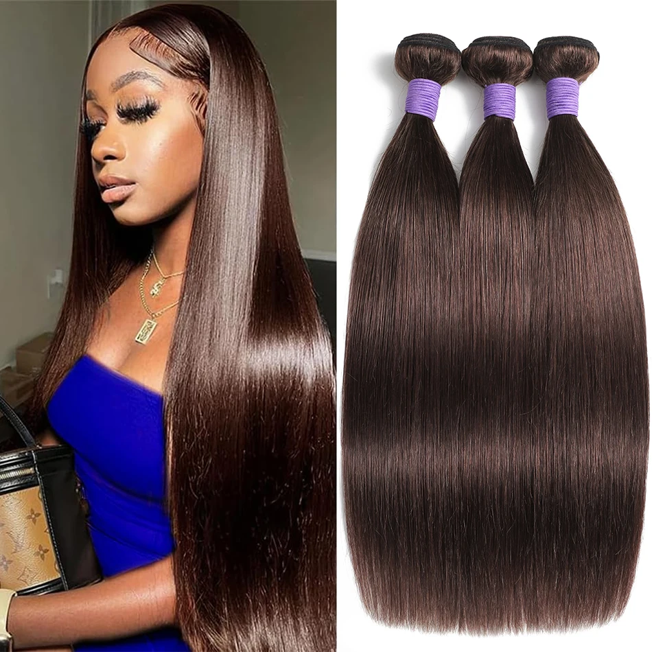 

Светло-коричневые пучки человеческих волос # 4 шоколадно-коричневых прямых пучка, бразильские 100% необработанные натуральные человеческие волосы