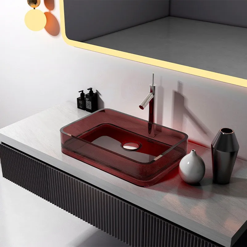Bathroom art washbasin transparent resin household color crystal table single basin hotel balcony washbasin pool