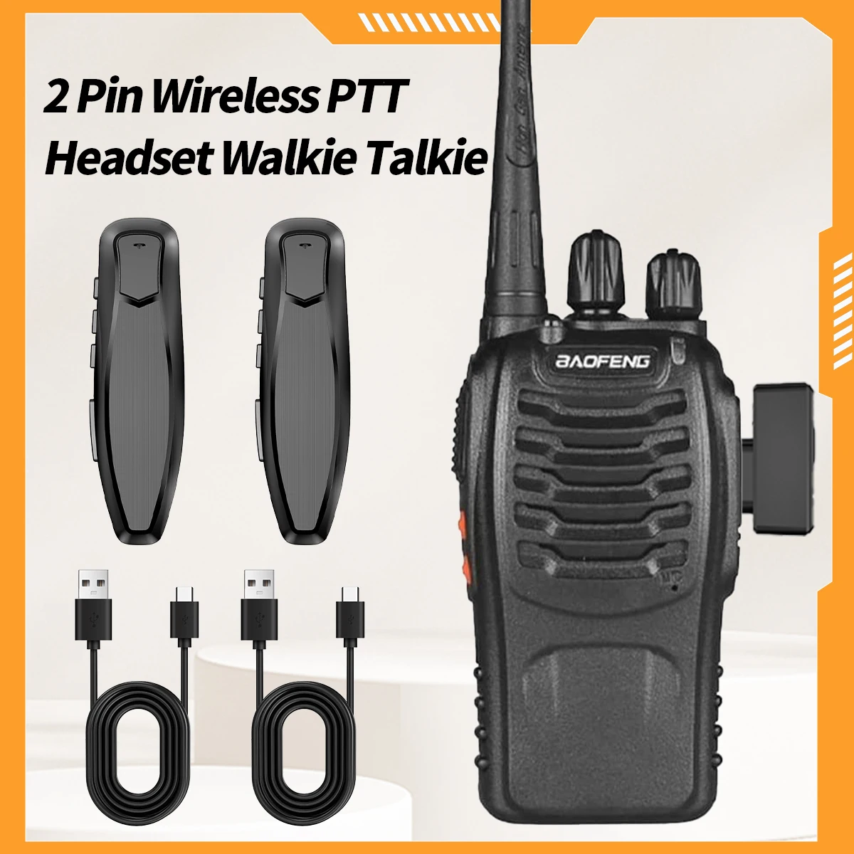 Baofeng Walkie Talkie Wireless  PTT Headset Earpiece Hands-free K Plug For Kenwood UV-5R BF-888S Quansheng UV K5 (8)