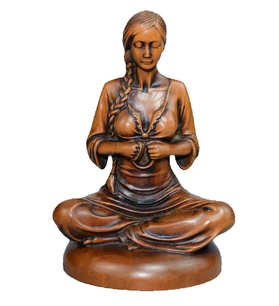 

4"Old Boxwood Yoga beauty Beauty Statue Maid's Handheld Item A noblewoman Amass wealth Ornaments Town house