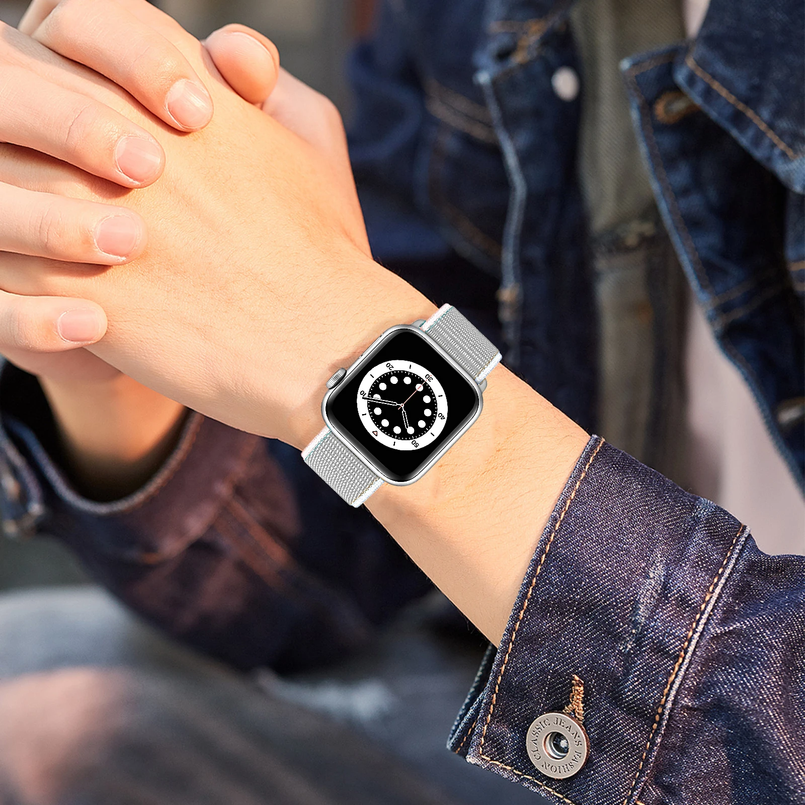 Multiple Colour Options Smart Nylon Circular Watch Strap Compatible with Apple Watch 49mm 45mm 44mm 42mm 41mm 40mm 38mm