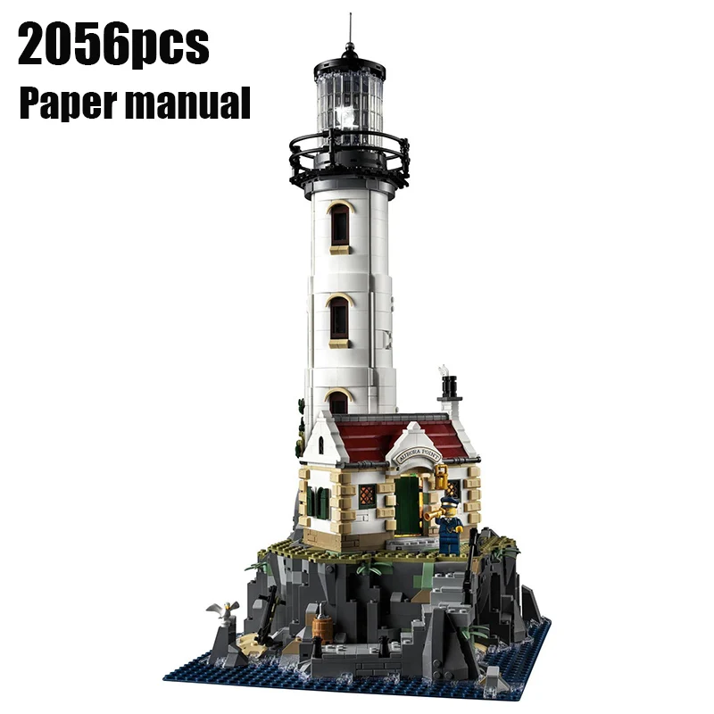 2056 stks Gemotoriseerde Vuurtoren Bouwsteen Set Bouw Diy Toren Bakstenen Speelgoed Volwassenen En Kinderen Verjaardagscadeau Compatibel 21335