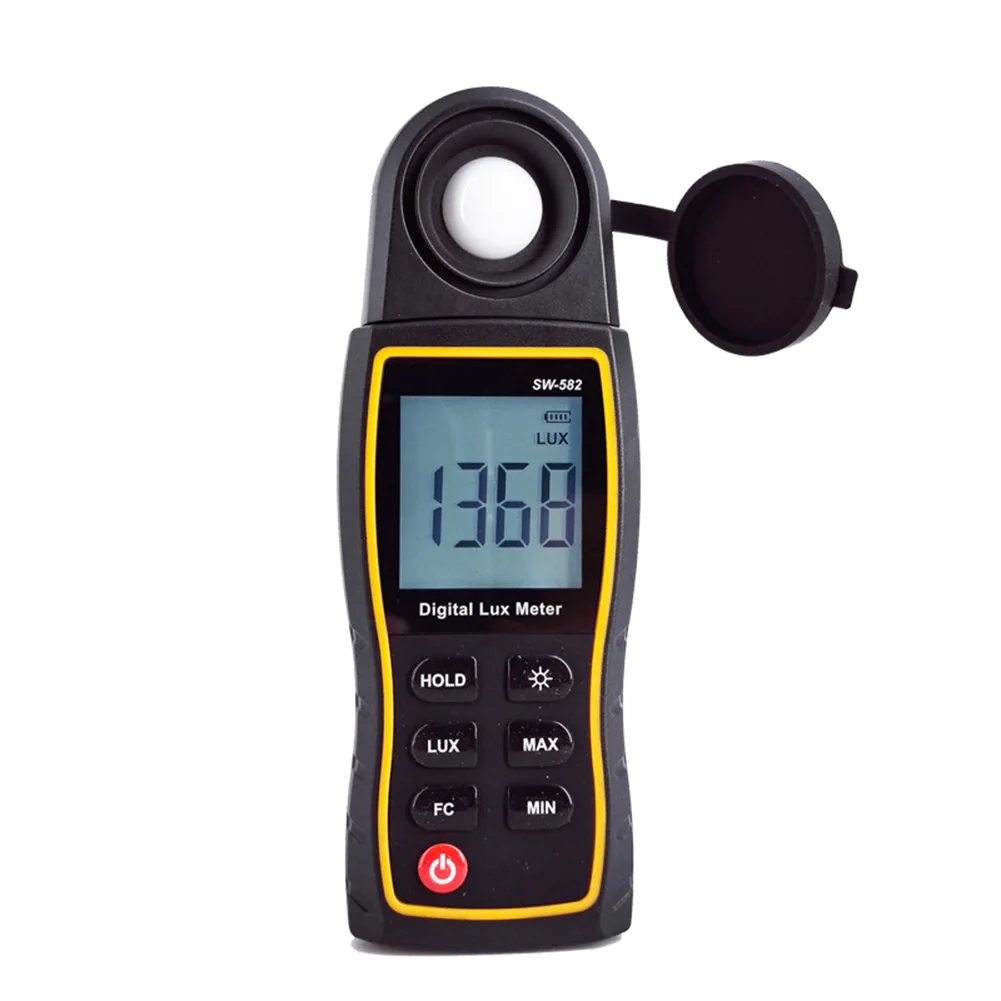 SW-582 Professional Digital Lux Meter with 360 Rotating Sensor Measures 0-199999 Lux and Foot Candles Backlit LCD