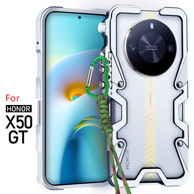 

Luxury aluminum alloy hollow heat dissipation Phone Case For Honor X50 X40 GT Pro X50i+ X50i X30 Military Shockproof Back Cove