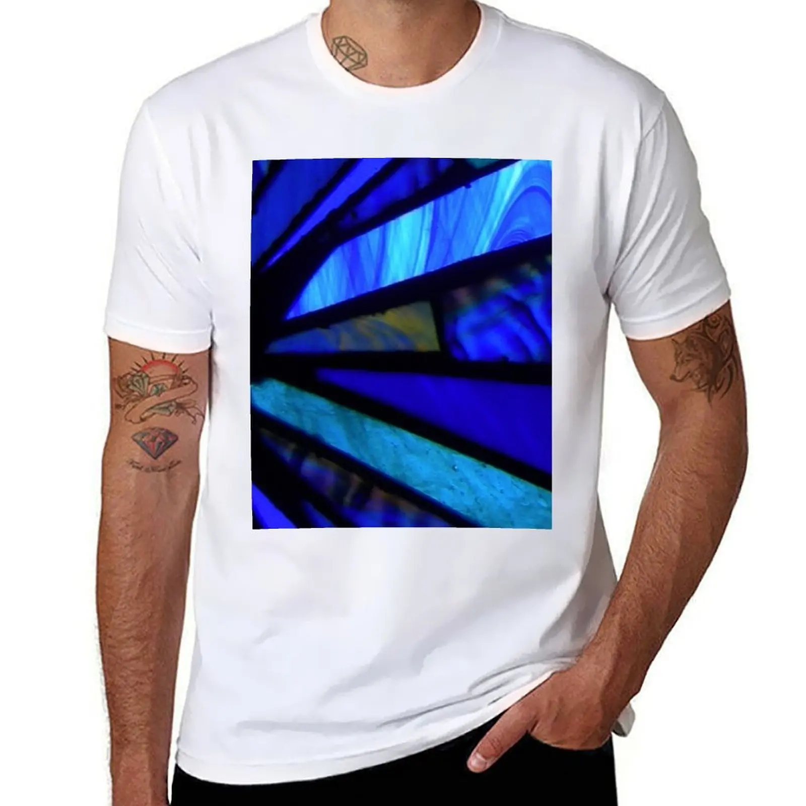 

Stained Blue Glass: Abstract Art and Design T-Shirt t shirts for man slim fit anime t shirts for man T-Shirt
