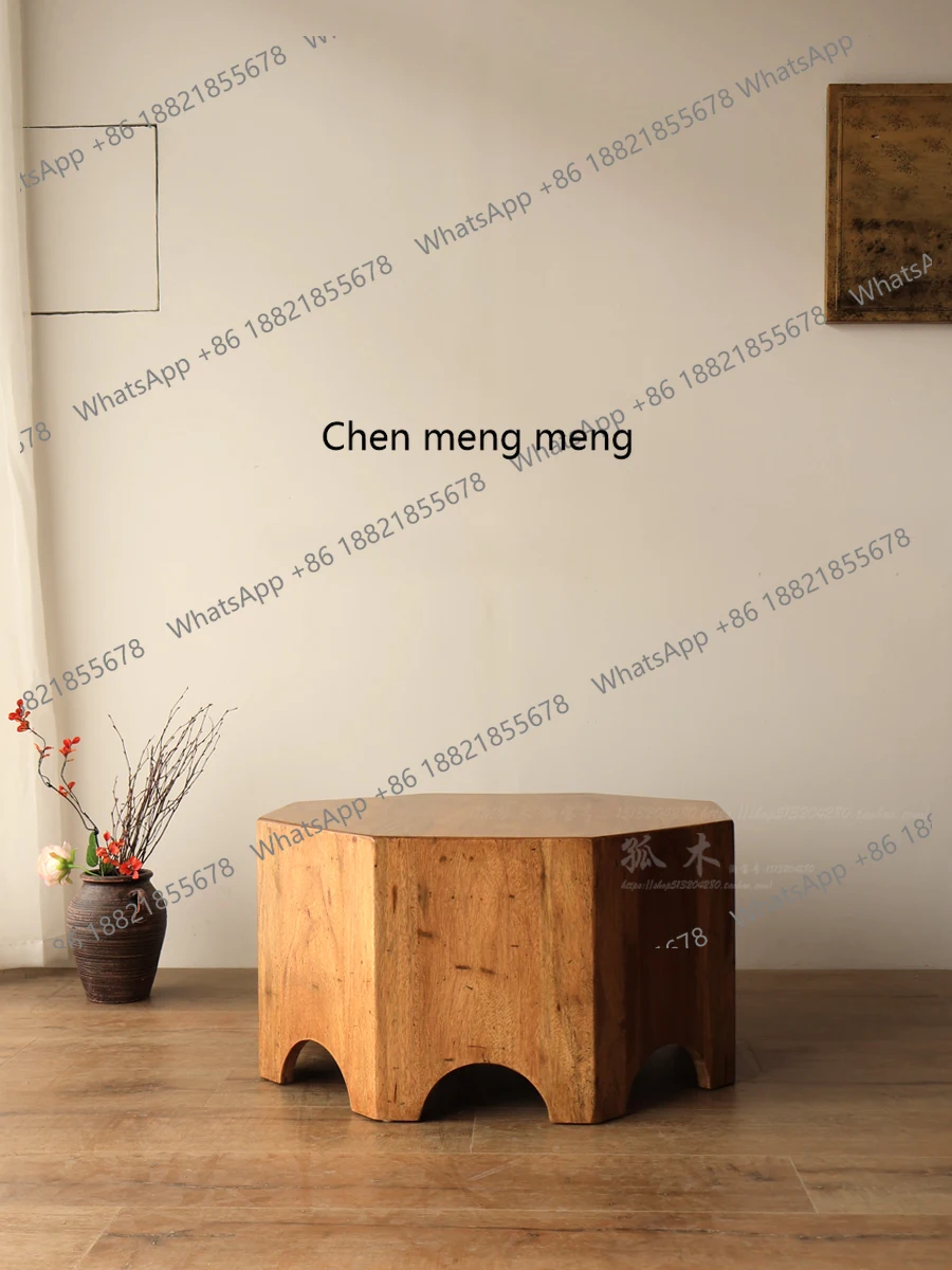 

Wabi Sand wind round table imported solid wood living room small apartment coffee table creative retro Japanese side table