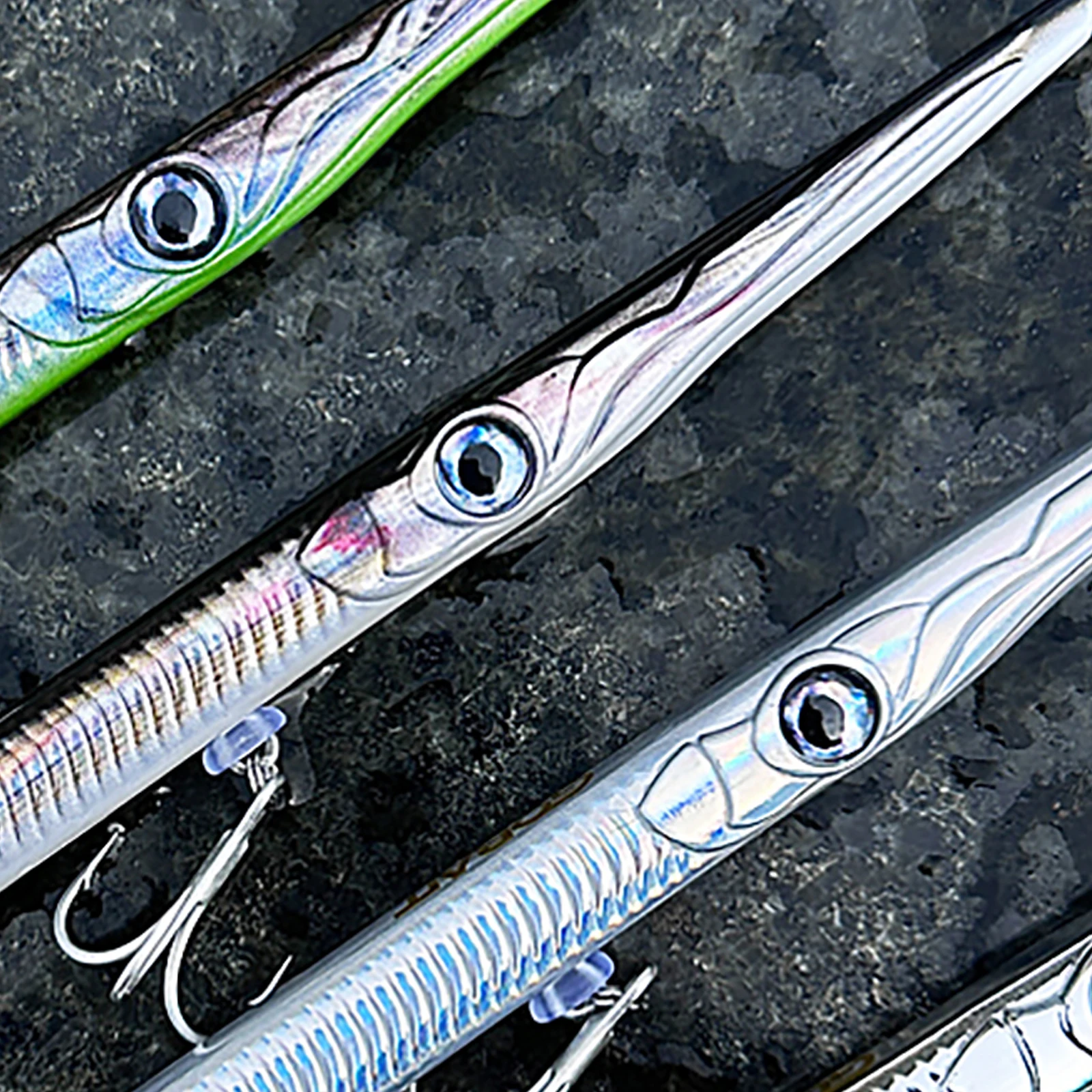 Gelenkiger Stiftköder 150mm/255mm mit Nadelform-Körper, Bionischer Haut-Imitat und Dreifachhakensystem – Mehrteiliger, sinkender Hartköder zum Angeln – Detail 3