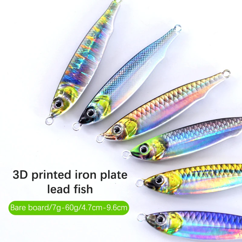 New Iron Plate Lead Fish Naked 7g-60g Fish Plank 3d Printing Floating Down Full Swimming Layer Round Head Road Runner Bait Fake