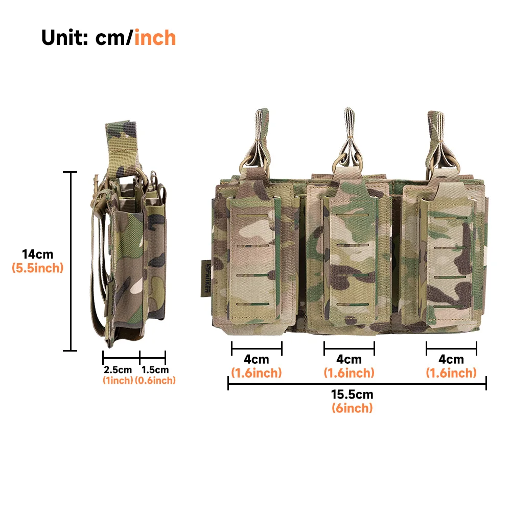 500D Tactical Molle Magazine Pouch Holder Open Top Triple Rifle Pistol Mag Carrier for M4 M16 AK AR Glock M1911