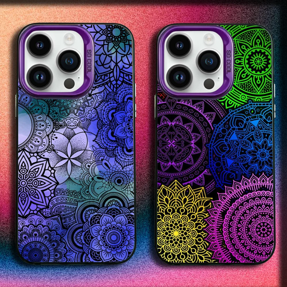 

Mandala Pattern Phone Case For iPhone 16,15,14,13,12,11,Mini,Pro,E,MAX Purple Matte Silicone Cover