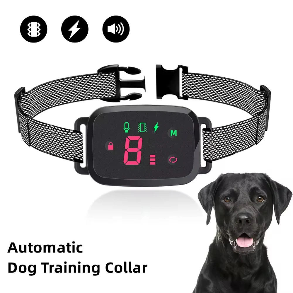 Smart Automatic Anti Barking Dog Collar IP67 Waterproof Collar For Dog HD Digital Display Rechargeable Bark Stopper Stop Barking