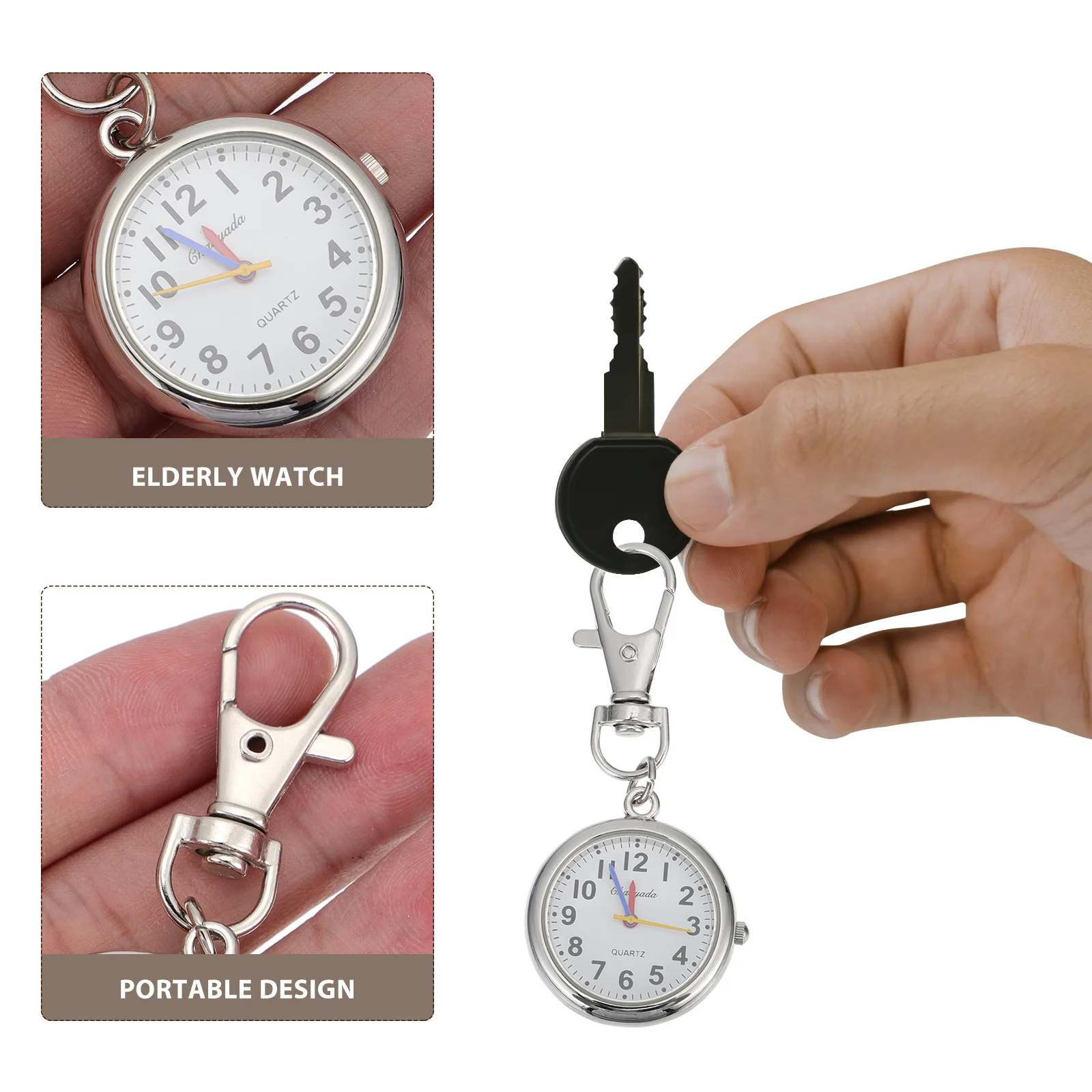 

1 pc Digital Big Number Pocket For Elderly Alloy Timepiece Portable Simple Design Big Numbers Watch