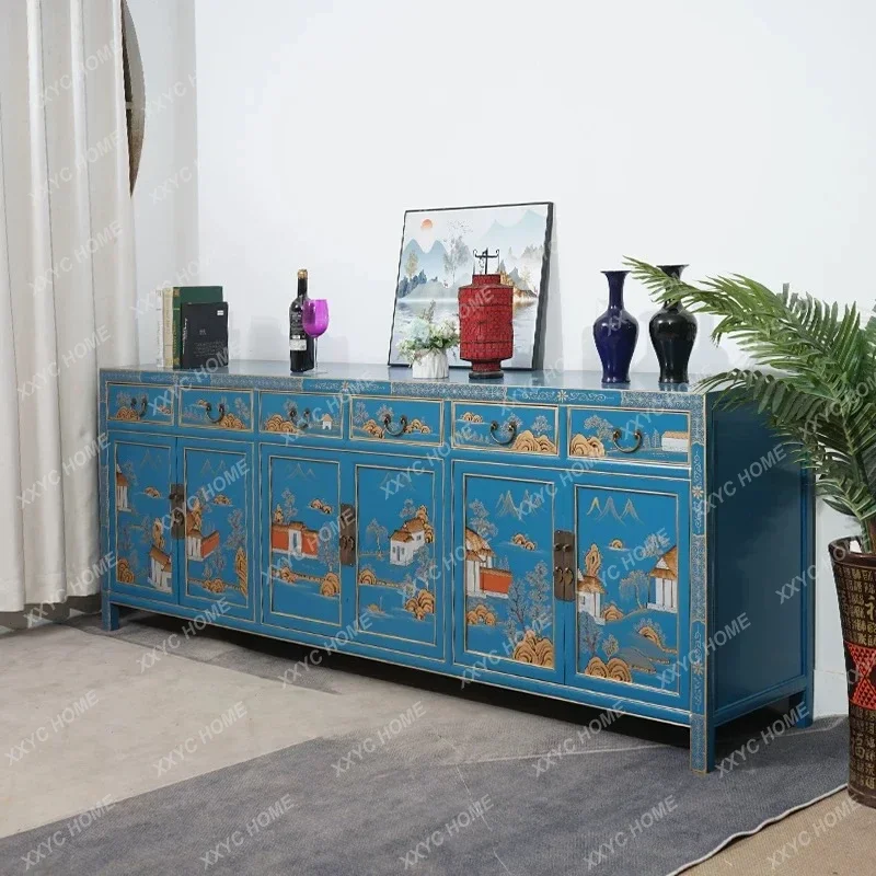 

XZ Chinese solid wood simple dining cabinet dining side tea storage wine cabinet kitchen cupboard