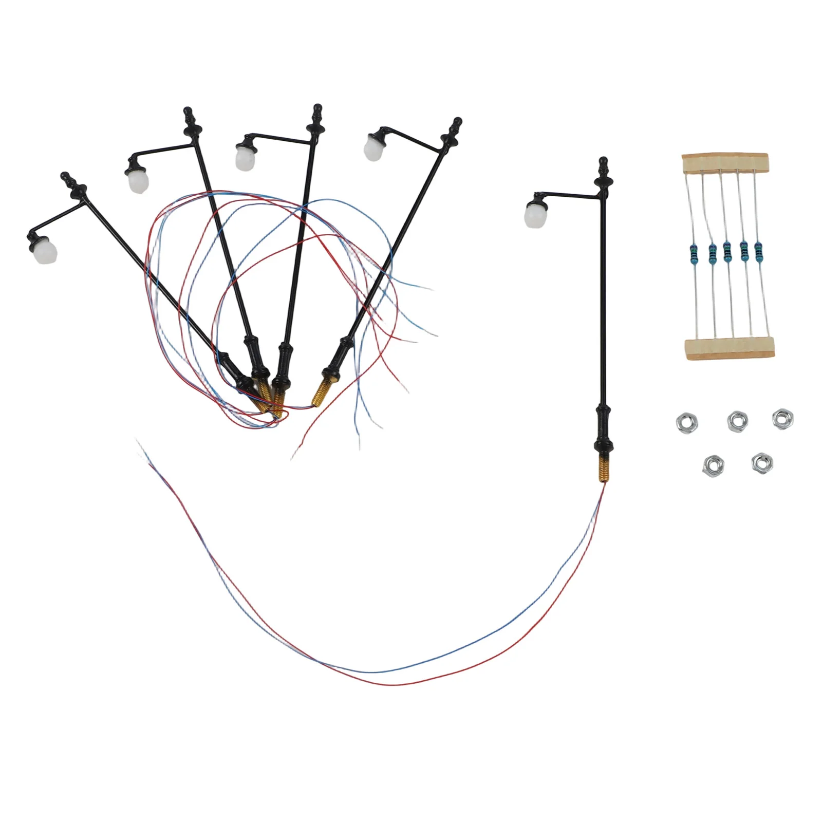 جديد آخر الشارع 1:87 3.54 \\\" 5 قطعة LED أضواء المصباح السكك الحديدية مقياس 90 مللي متر بناء HO OO عمود الإنارة تخطيط نموذج نماذج #1