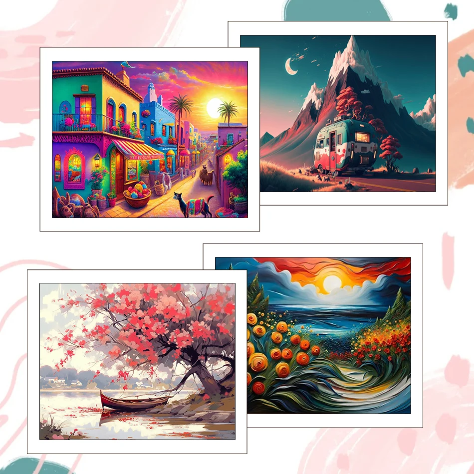 

RUOPOTY Painting By Number Adults Adult Coloring Landscape Handiwork Adult Coloring Drawing Watercolor Art Supplies 40X50cm Set
