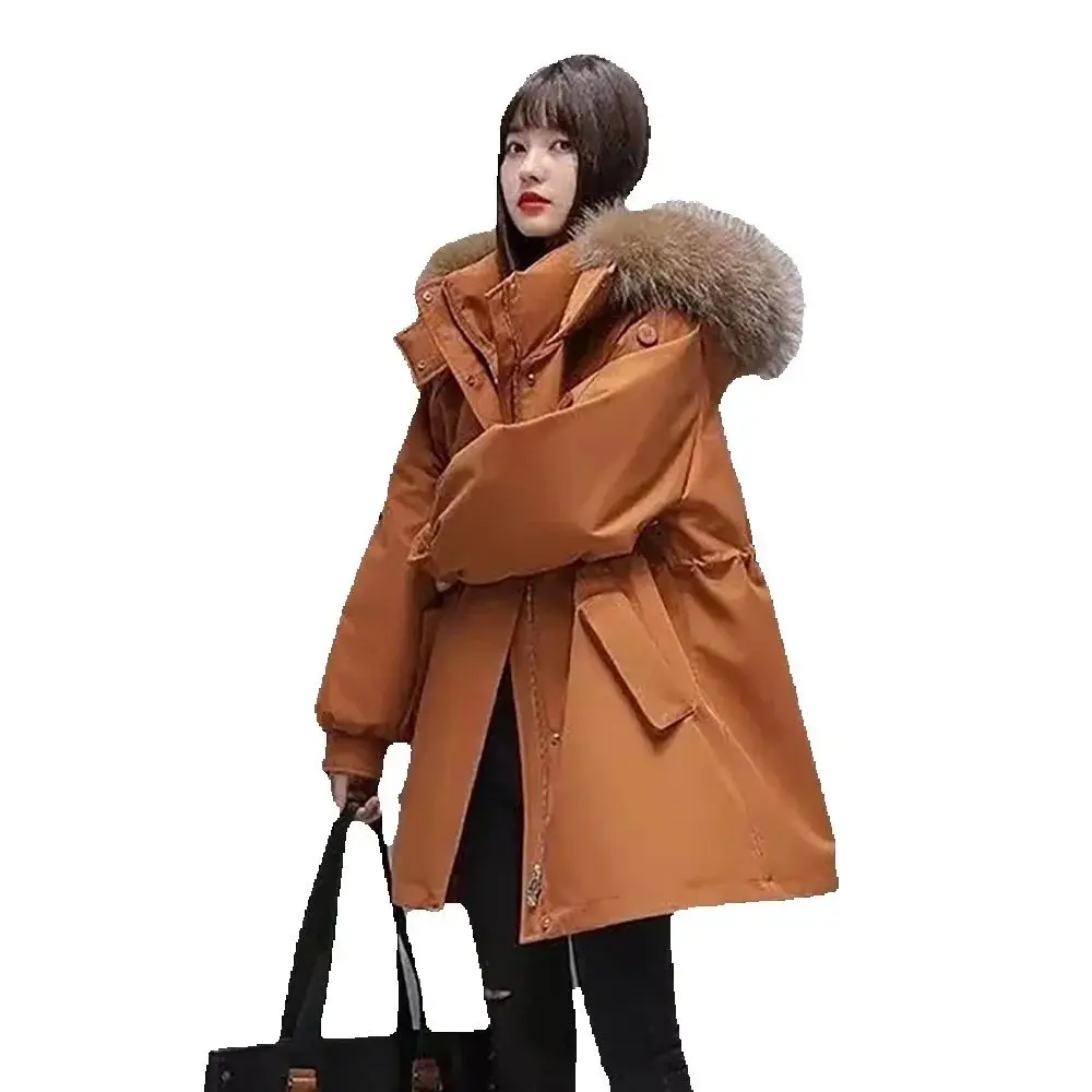 Fashion School Overcomes Women's Winter 2024 New Tooling Korean Version Of Loose Temperament Medium-long New Down Cotton Coat.