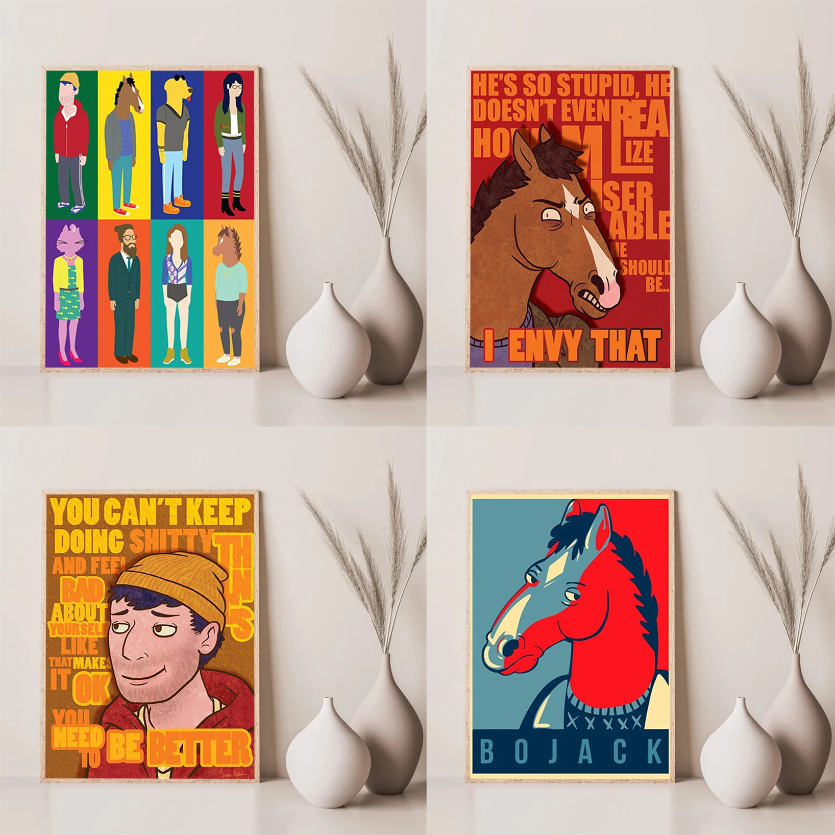 Cartoon B-BoJack Funny H-Horseman Poster Office Decoration Room Decor Decorative Paintings Home Posters for Wall Art Print Decor