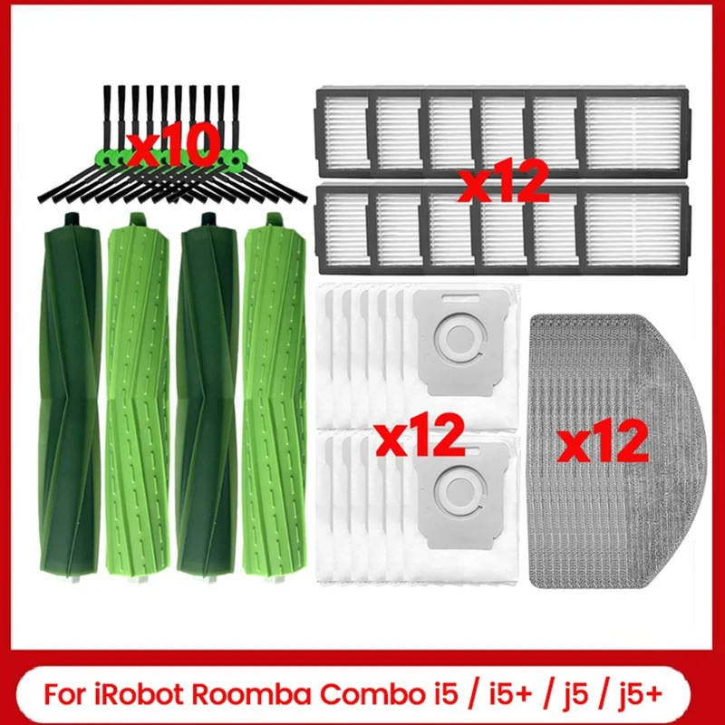 

M14K-Roller Side Brushes Filters Dust Bags Mop Pads For Irobot Roomba Combo I5, I5+, J5, J5+ Vacuum Cleaner Replacement Parts