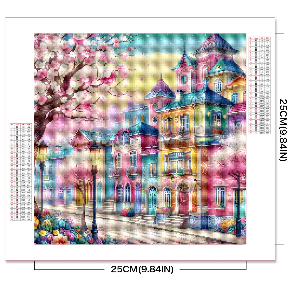 EverShine 5D DIY Diamond Mosaic House Street Complete Kit Painting Pink Scenery New 2024 Embroidery Full Display Gifts for Women