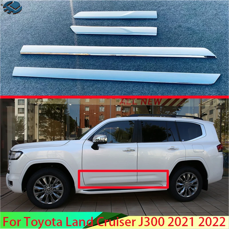 For Toyota Land Cruiser LC300 2021 2022 2023 Car Accessories ABS Chrome Side Door Body Molding Moulding Trim