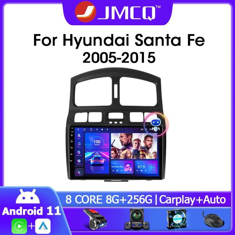 

JMCQ Android 11 Car Stereo Radio For Hyundai Classic Santa Fe 2005-2015 2 Din Multimedia Video Player 4G Carplay Auto DVD Audio