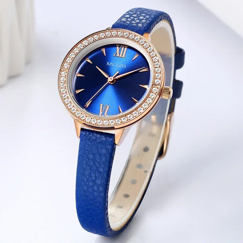 Reloj MEGIR de marca de lujo para mujer, reloj de pulsera de cuarzo Simple de cuero resistente al agua, relojes casuales de moda para mujer 2022